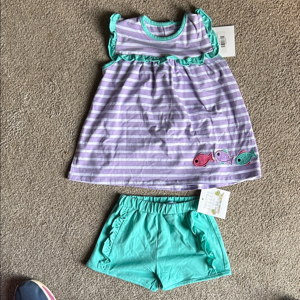 Trotter Street Fishy Fishy Ruffle Short Set